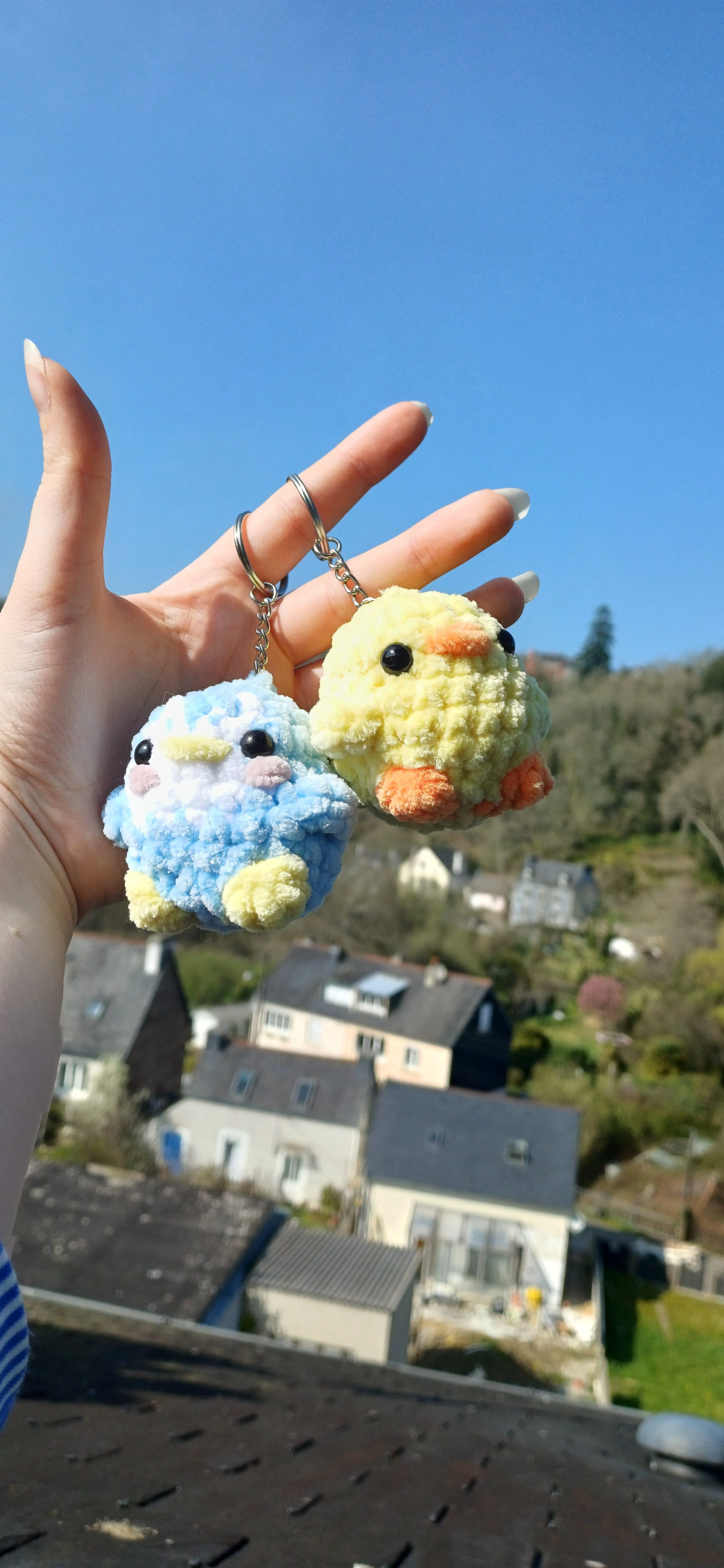 Lot de Porte-Clés Peluche Pingouin et Poussin