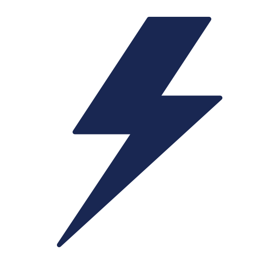 Ein blauer Blitz-Symbol auf schwarzem Hintergrund.