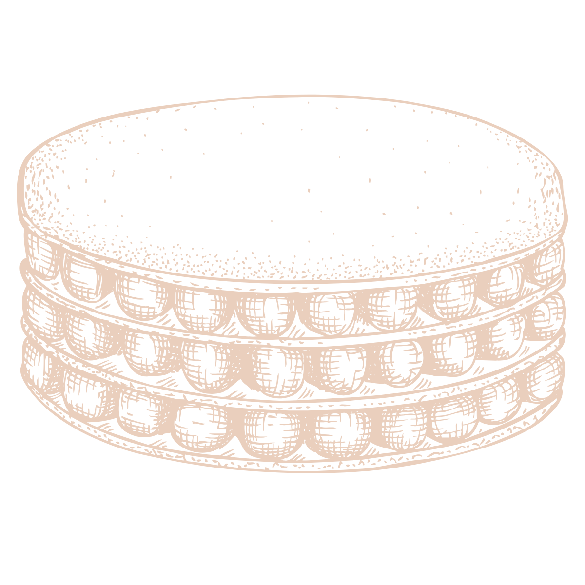Illustration of a stack of three cookies or biscuits with detailed decorative edges.
