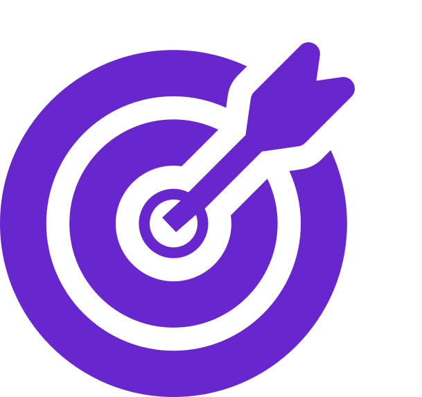 Purple target with an arrow hitting the bullseye.