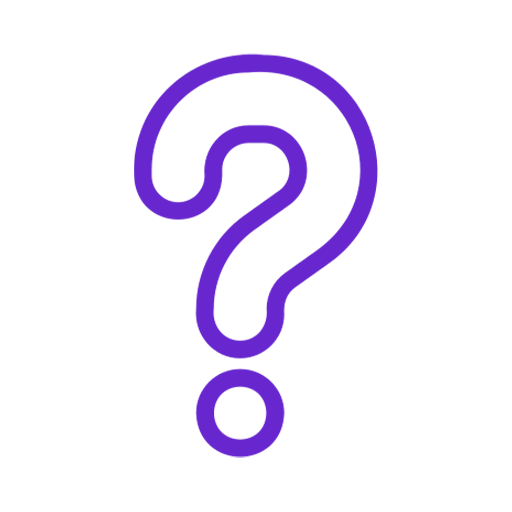 A purple question mark on a black background.