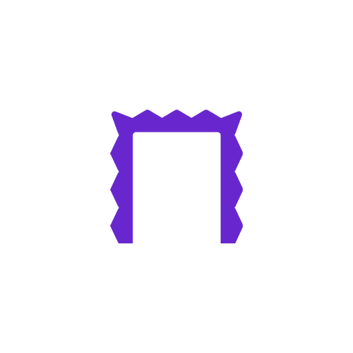A dark background with a central rectangular outline, surrounded by purple flame-like shapes.