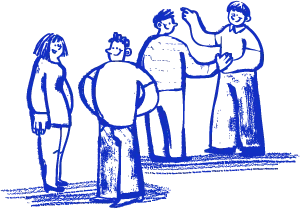 illustrated icon of group of people talking