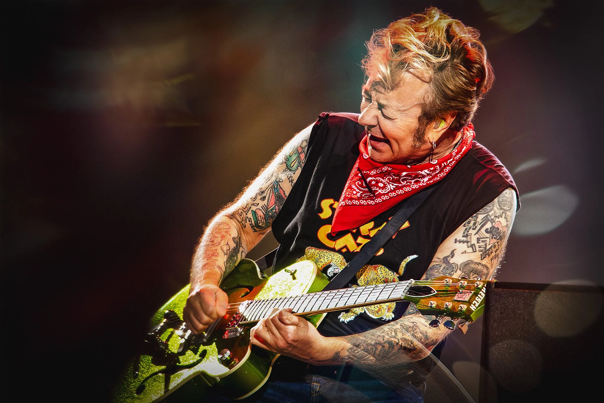 Brian Setzer of Stray Cats playing guitar live at Pori Jazz 2019