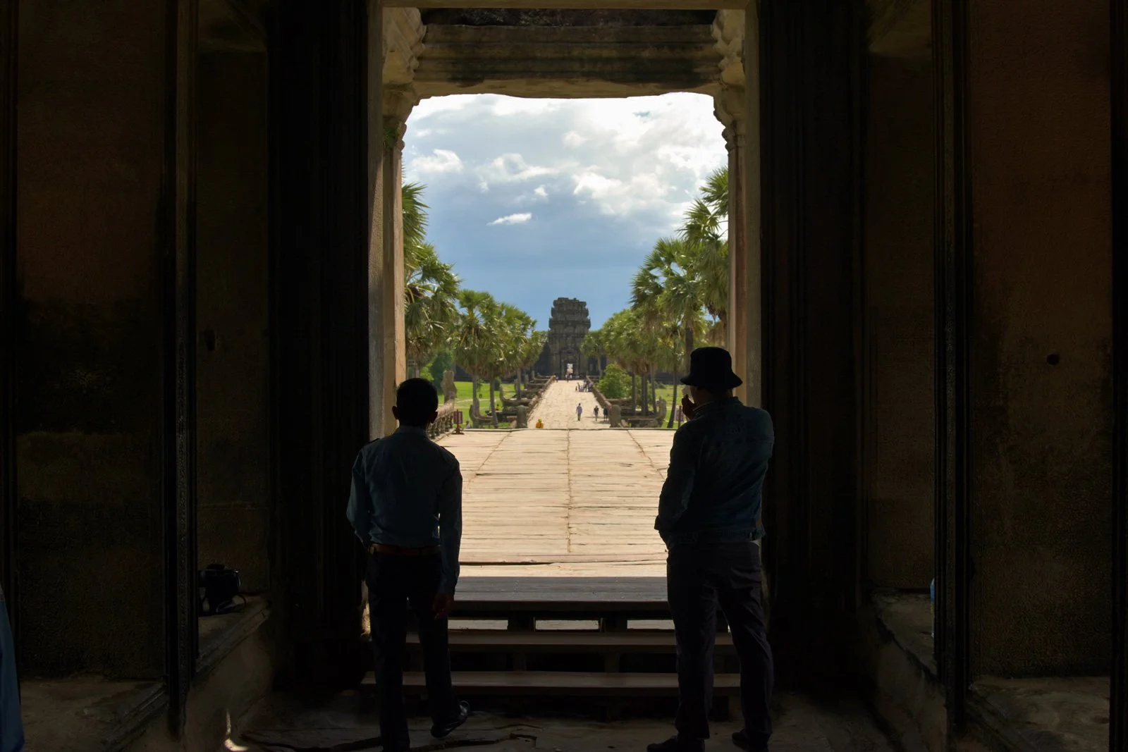 Guards at Angkor Wat in Siem Reap, Cambodia, amid drastically reduced crowds during the COVID-19 lockdown. Southeast Asia Globe, May 2020.