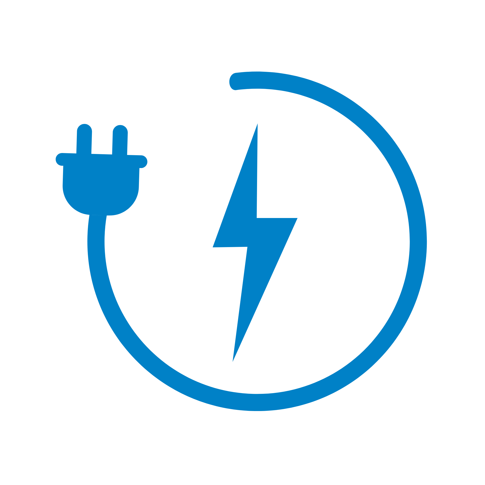 An illustration of a blue electric plug connected to a blue globe, symbolizing global energy or power consumption.