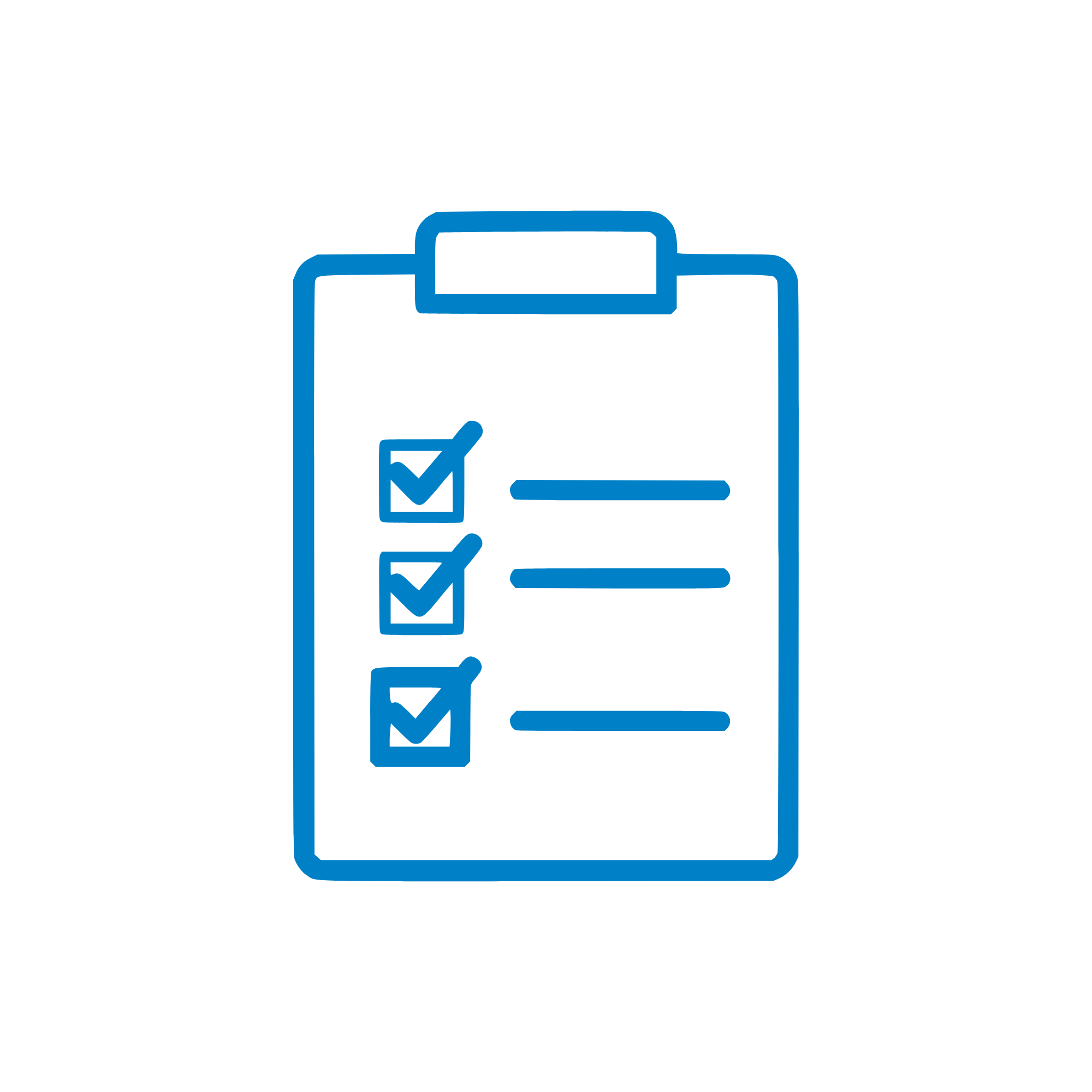 Checklist with checked boxes on a clipboard.