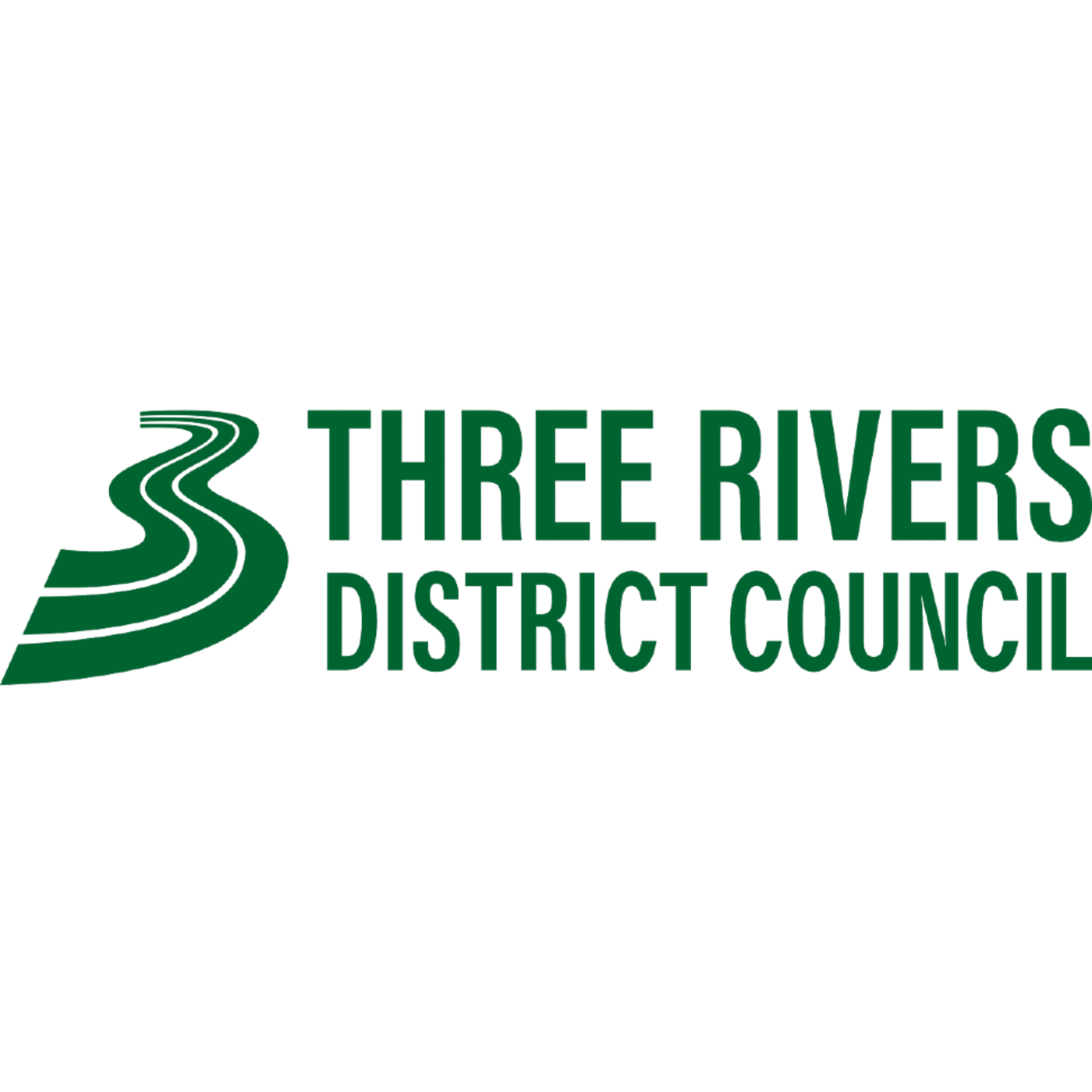 Logo of Three Rivers District Council featuring a green winding river design and the text 'Three Rivers District Council' in green.
