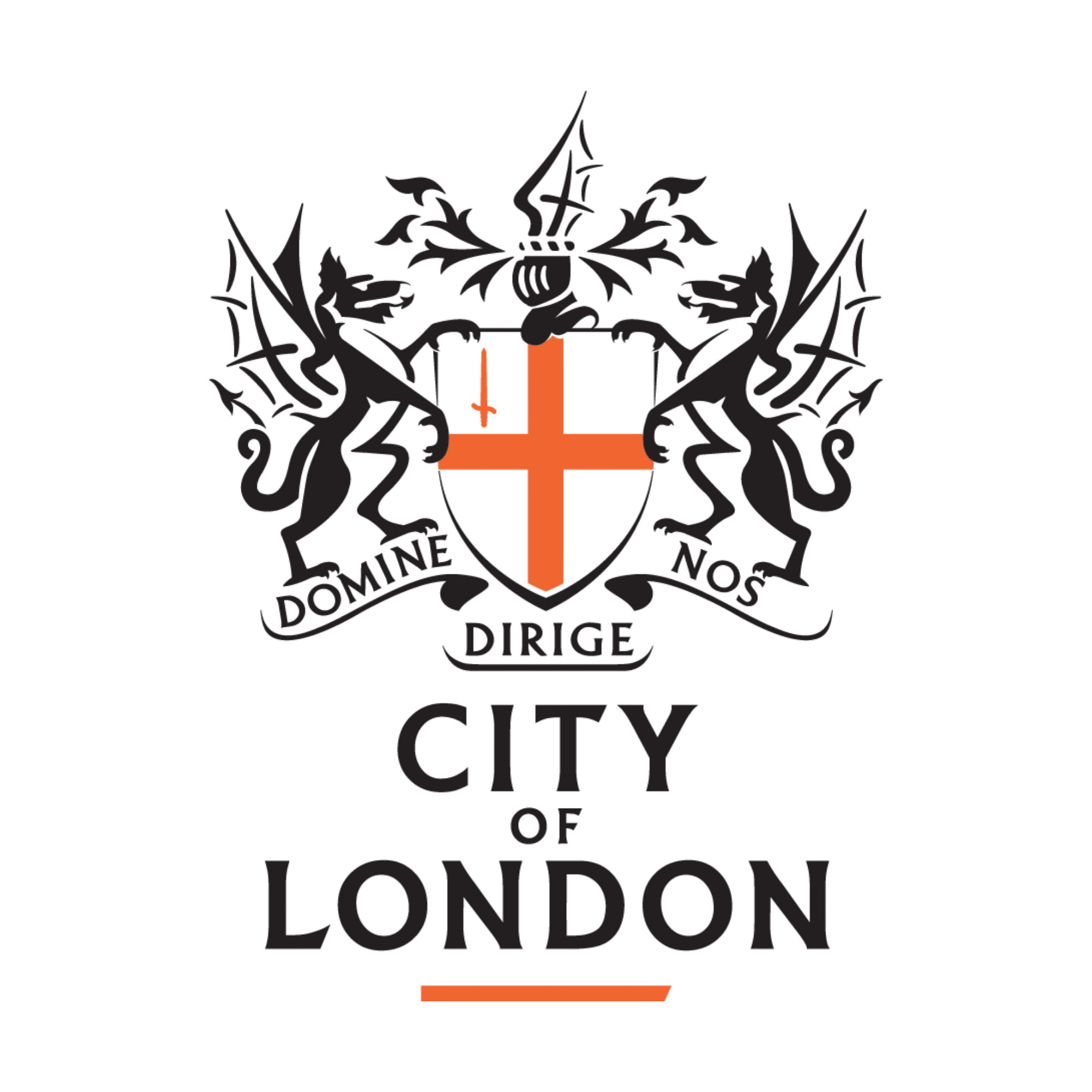 The logo for City of London with an emblem and red cross with the words 'City of London' beneath.