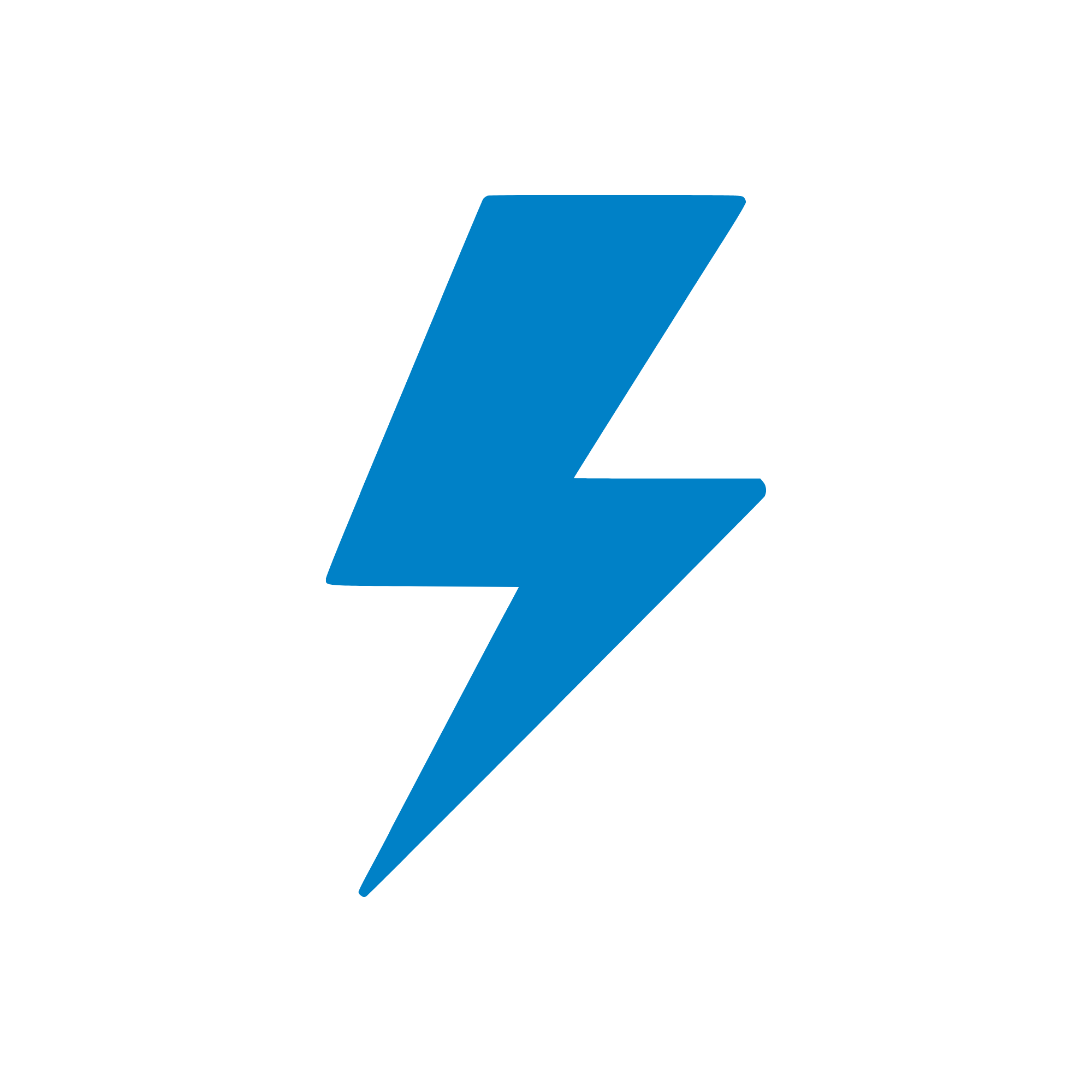 Blue lightning bolt icon centered on a black background.
