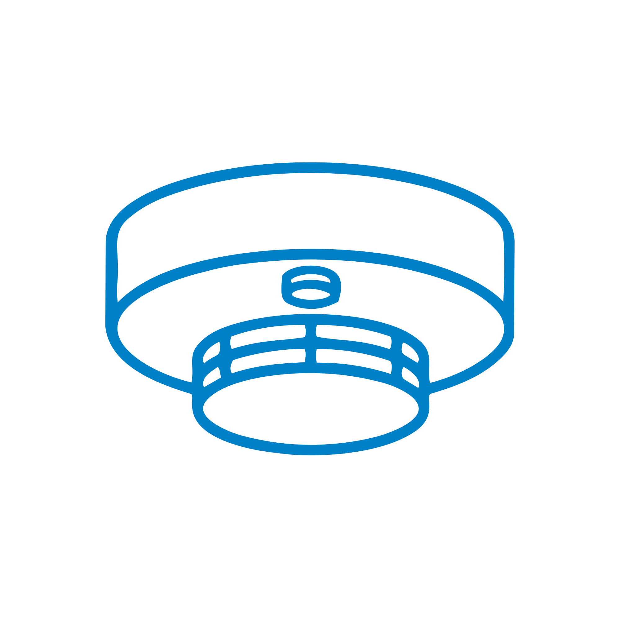 Blue outline of a fire alarm on the ceiling
