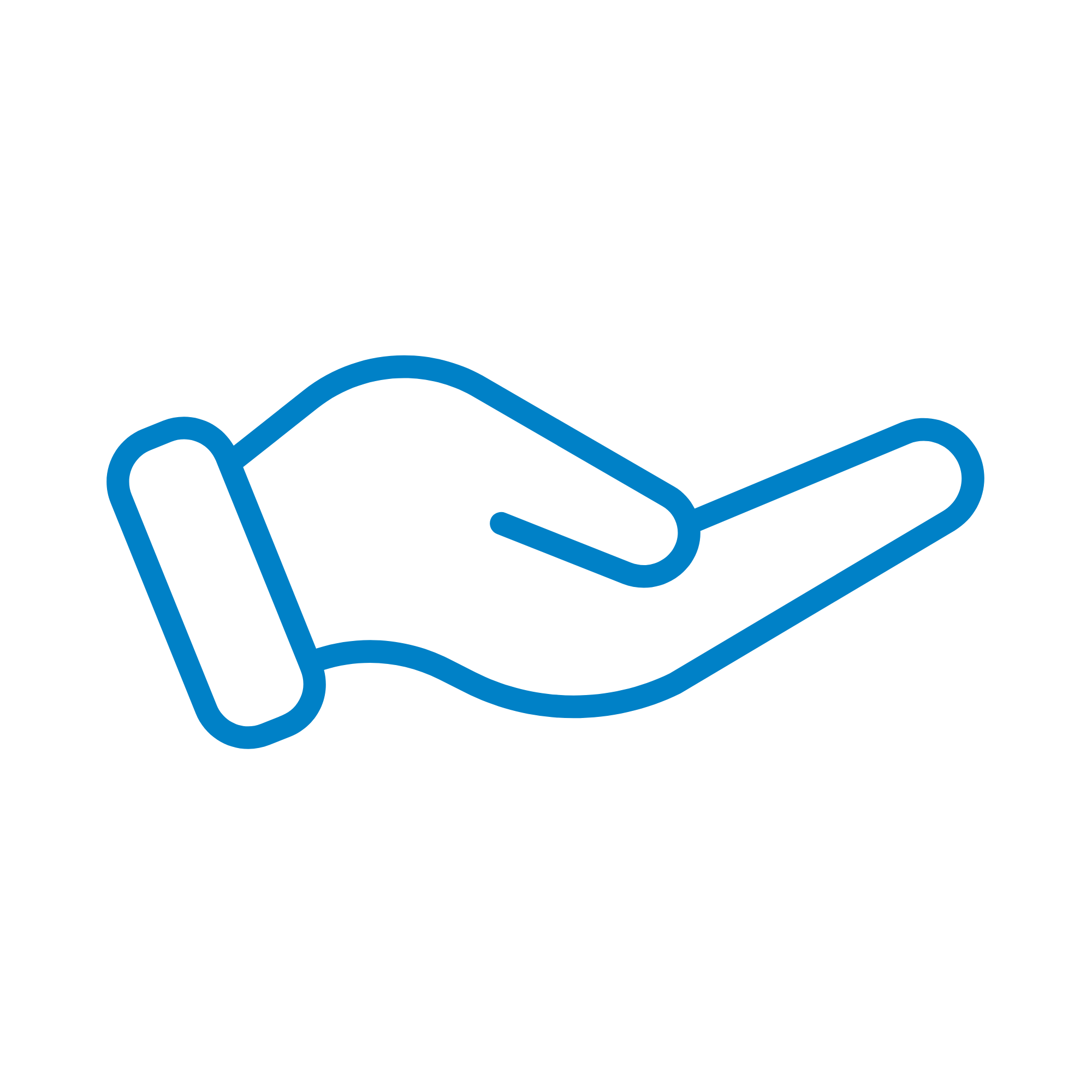 Outline of a blue hand