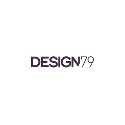 Logo with the text 'DESIGN 79' in purple and black on a white background.