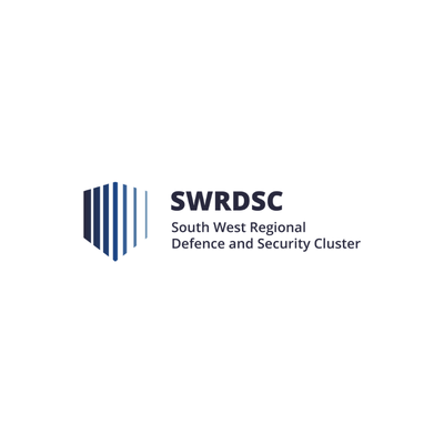 Logo of the South West Regional Defence and Security Cluster (SWRDSC), featuring a shield with vertical blue stripes and the text 'SWRDSC South West Regional Defence and Security Cluster'.