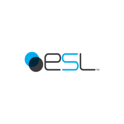 ESL logo with black, blue, and dark gray circles and modern text.