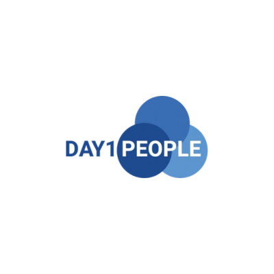 Logo with three overlapping circles and the text 'DAY1 PEOPLE' in blue.