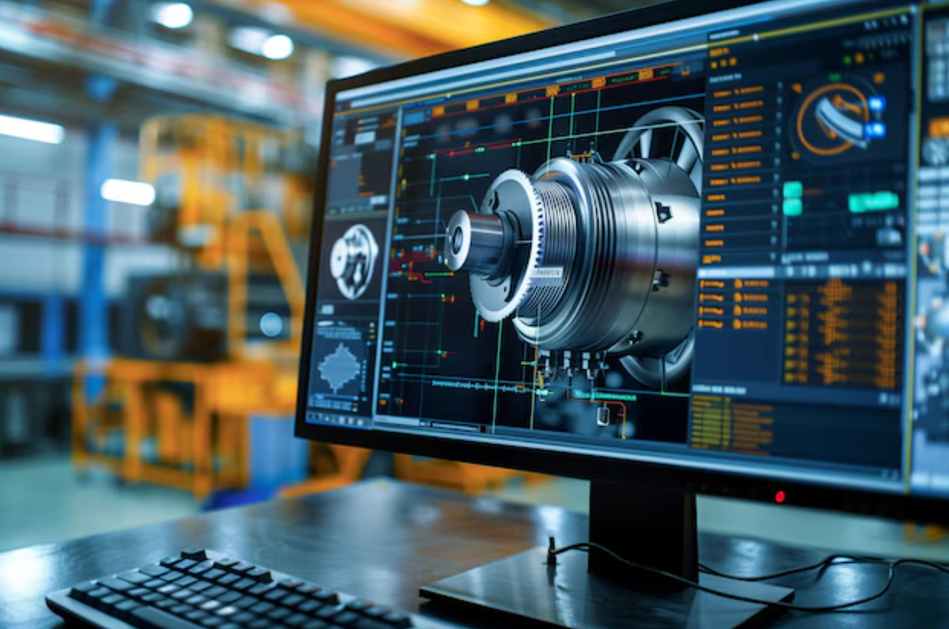 Mechanical assembly visualisation on an engineering workstation monitor