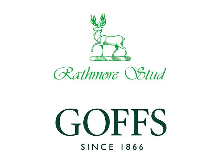 Logo for Rathmore Stud featuring a green line drawing of a stag above the text "Rathmore Stud" in cursive and "GOFFS SINCE 1866" in bold uppercase letters.