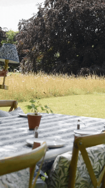 Social media content of table setting outside in Beaverbrook hotel