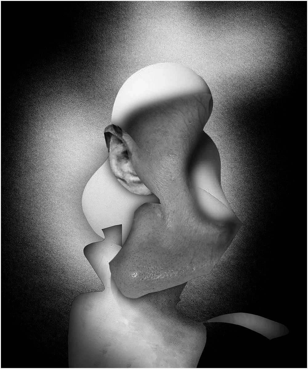 25. STUDY FOR A HEAD.  2026.  DIGITAL PHOTO COLLAGE.  20 X 24 CMS
