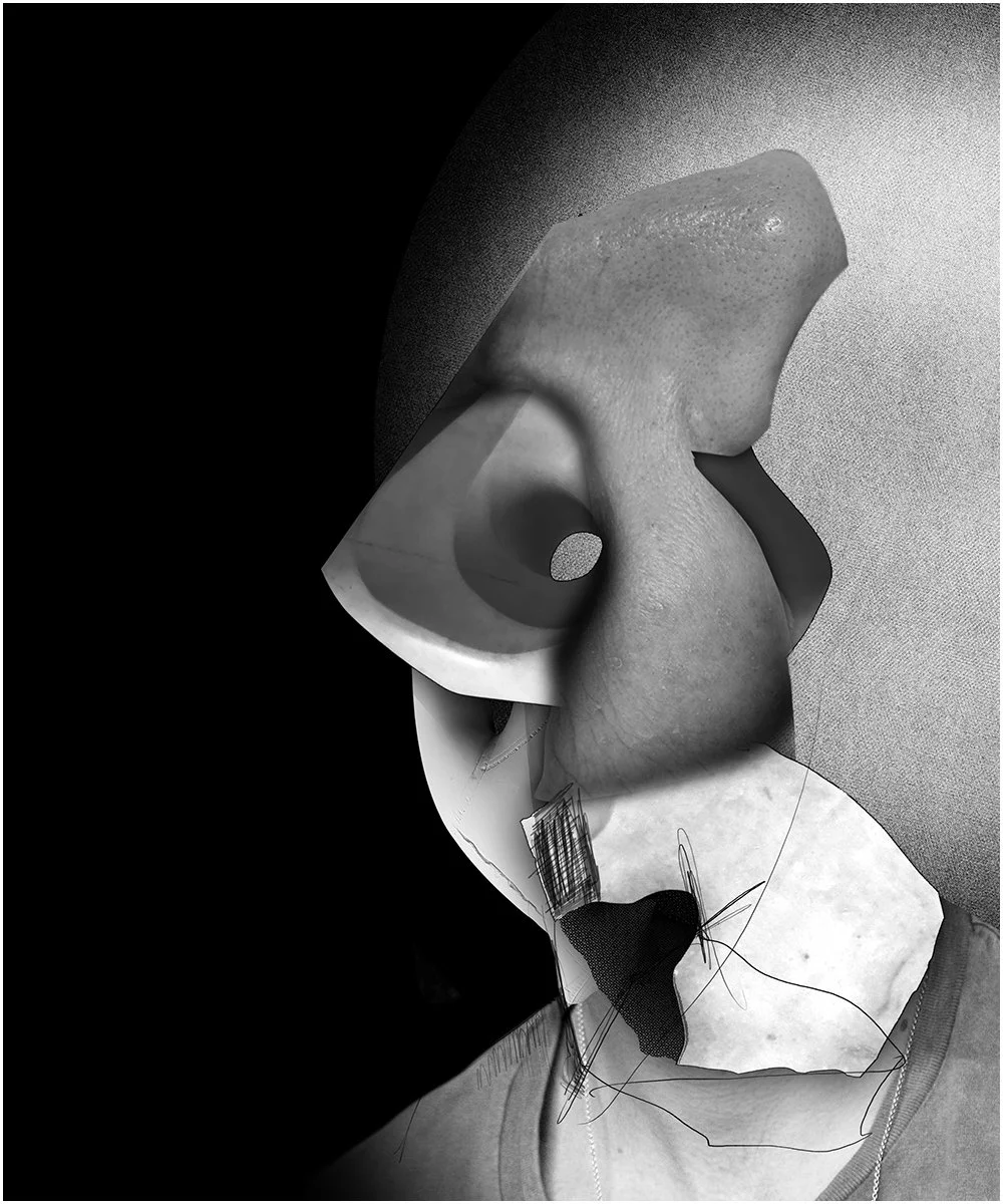 12. STUDY FOR A HEAD.  2026.  DIGITAL PHOTO COLLAGE.  20 X 24 CMS