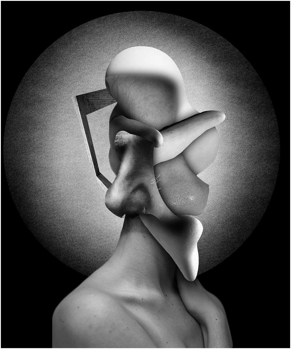19. STUDY FOR A HEAD.  2026.  DIGITAL PHOTO COLLAGE.  20 X 24 CMS