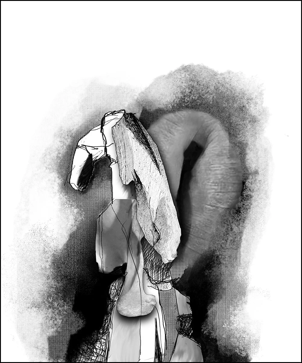 2. STUDY FOR A HEAD.  2026.  DIGITAL PHOTO COLLAGE.  20 X 24 CMS