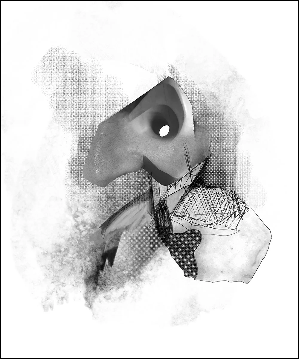 4. STUDY FOR A HEAD.  2026.  DIGITAL PHOTO COLLAGE.  20 X 24 CMS