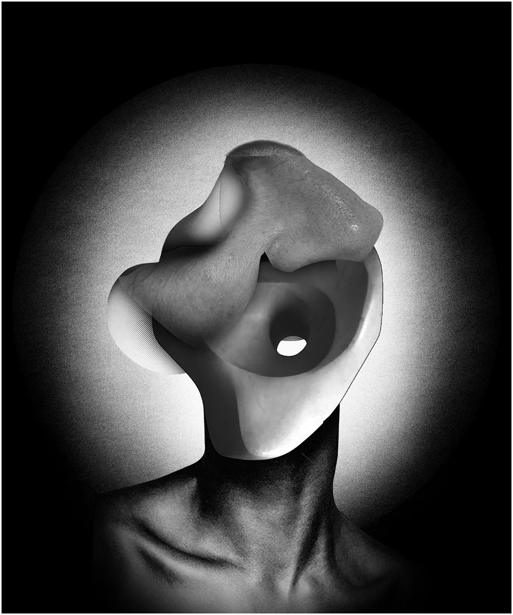 14. STUDY FOR A HEAD.  2026.  DIGITAL PHOTO COLLAGE.  20 X 24 CMS