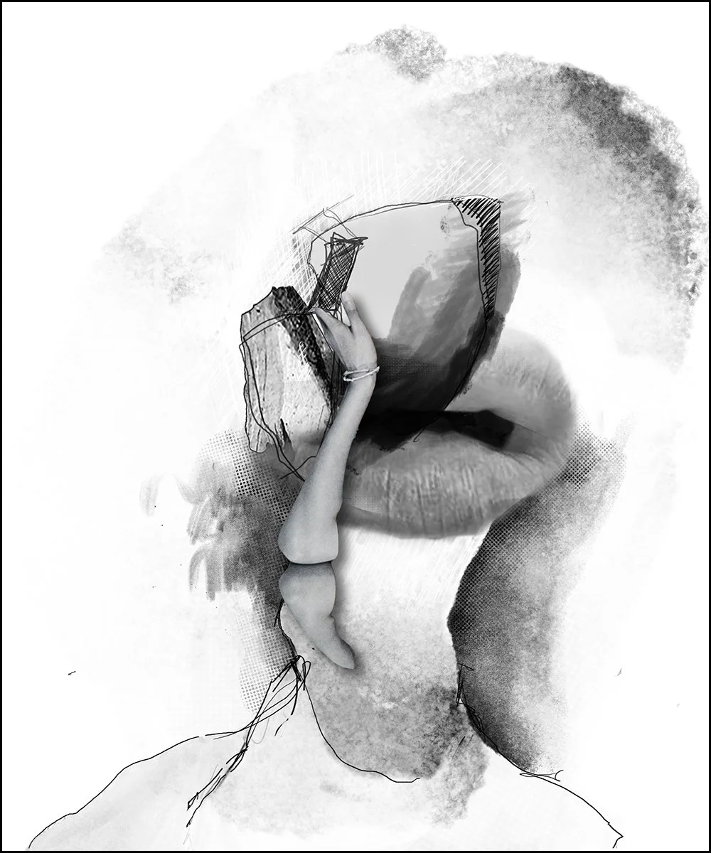 3. STUDY FOR A HEAD.  2026.  DIGITAL PHOTO COLLAGE.  20 X 24 CMS