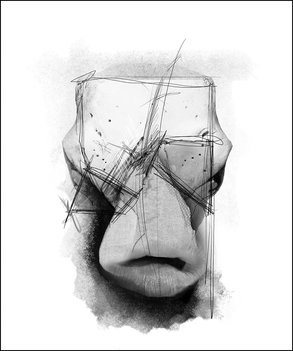 5. STUDY FOR A HEAD.  2026.  DIGITAL PHOTO COLLAGE.  20 X 24 CMS