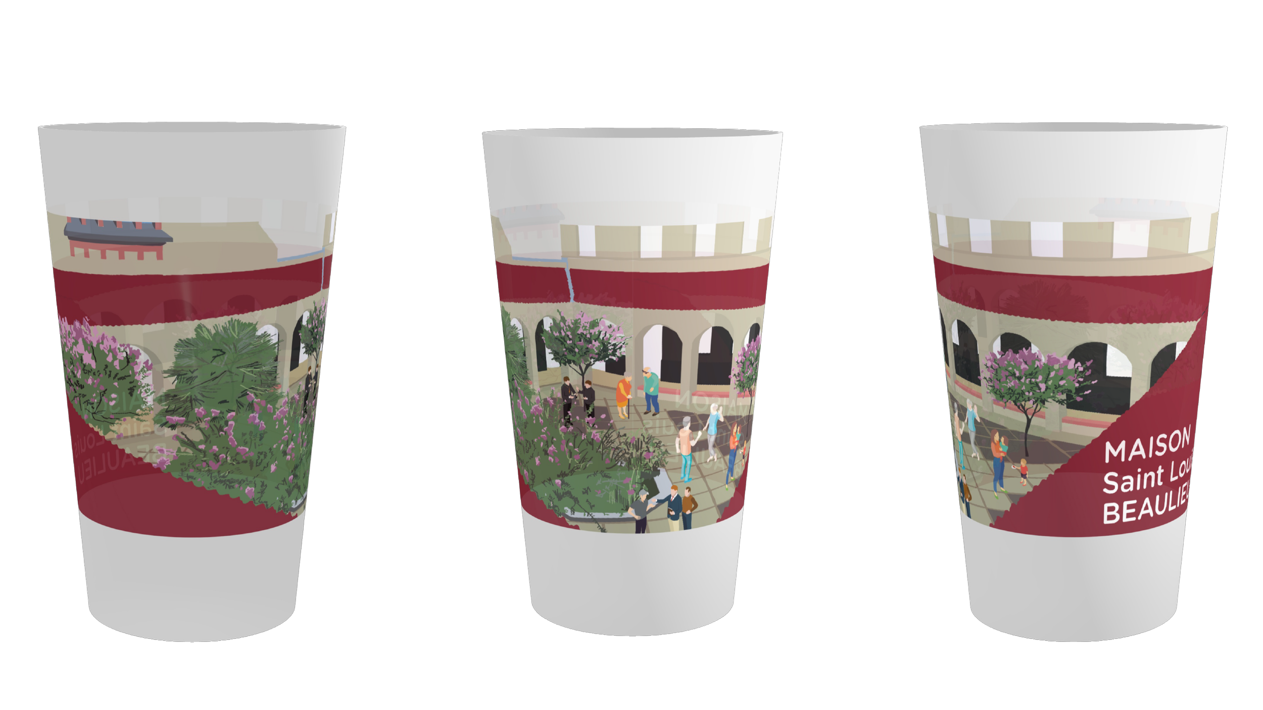 Ecocups reprenant l'illustration de la Maison Saint-Louis-Beaulieu, diocèse de Bordeaux