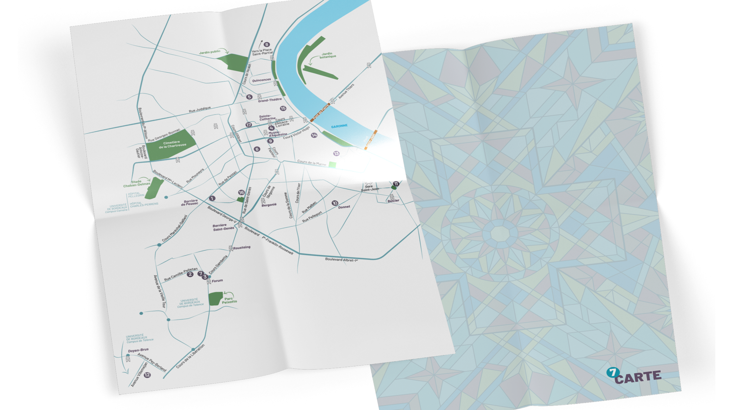 Carte présentant le centre-ville de Bordeaux