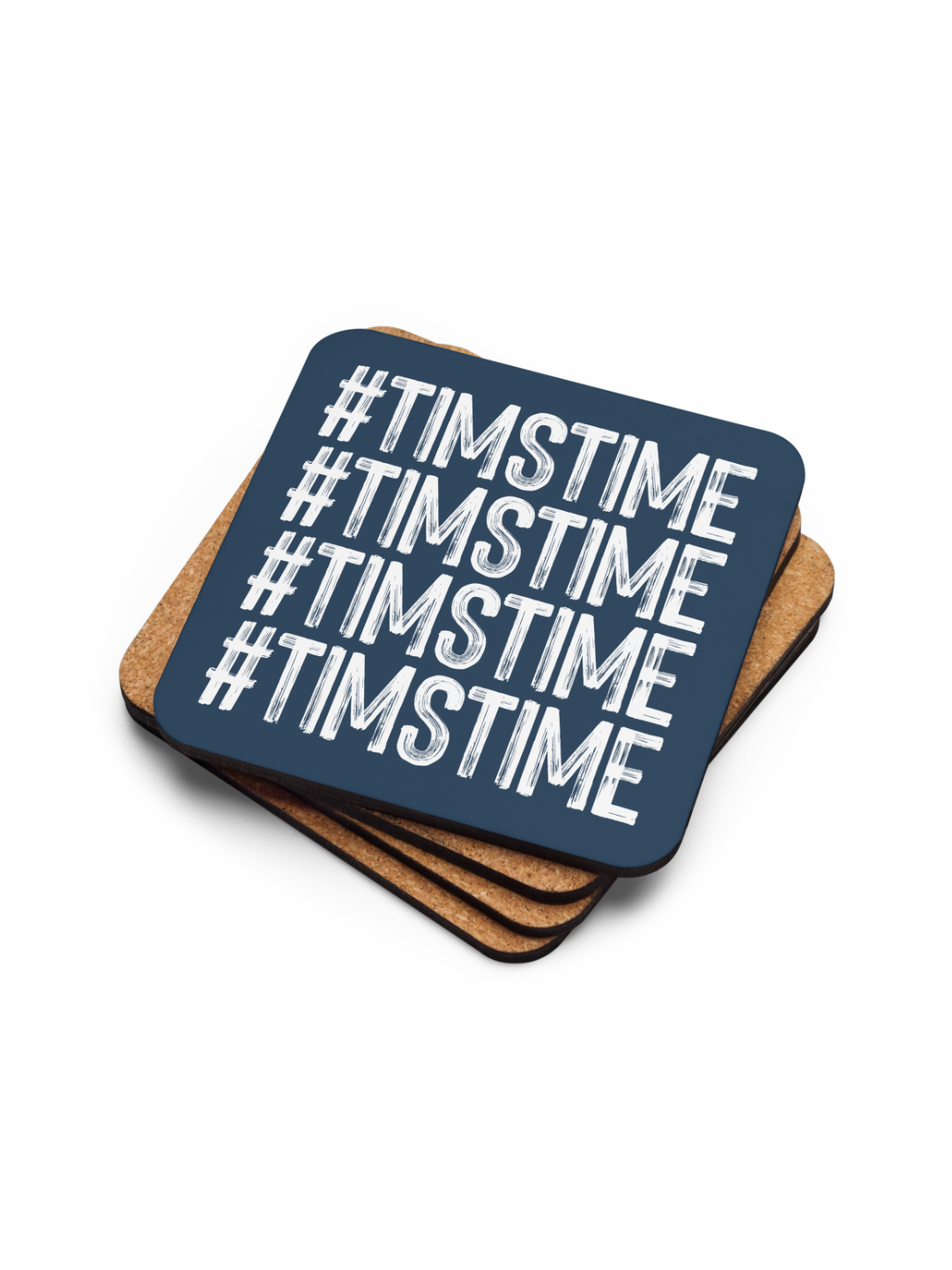 #TimsTime Cork-back coaster Blue Navy
