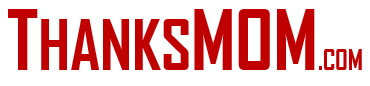 Thanksgiving-themed logo with red text reading 'THANKSMOM.COM'.