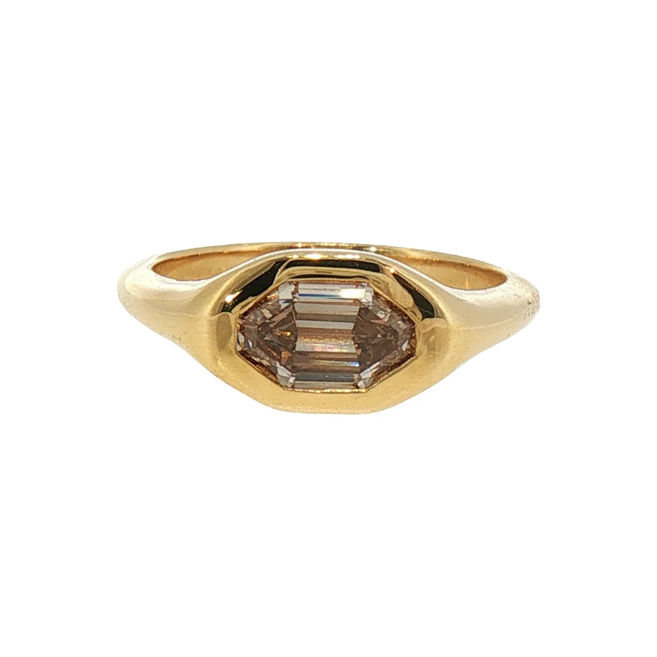 East West 1.20ct Fancy Light Brown Octagon Cut Diamond Ring