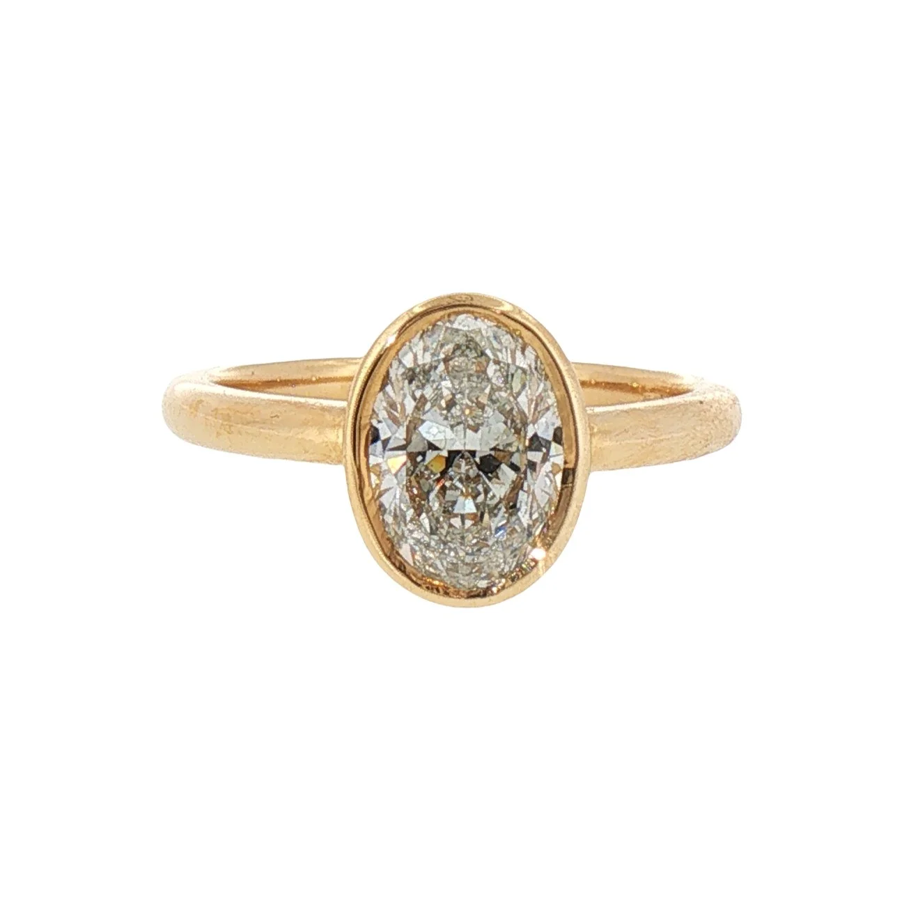 Vintage Style GIA Certified 1.51ct Oval Cut Diamond Bezel Set Solitaire Ring