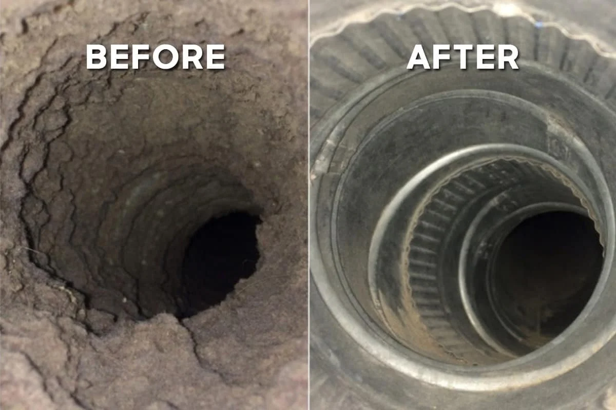 A comparison of a worn-out gear or bearing before and after cleaning or replacement, showing the inside of the part with the outer surface cleaned and restored.