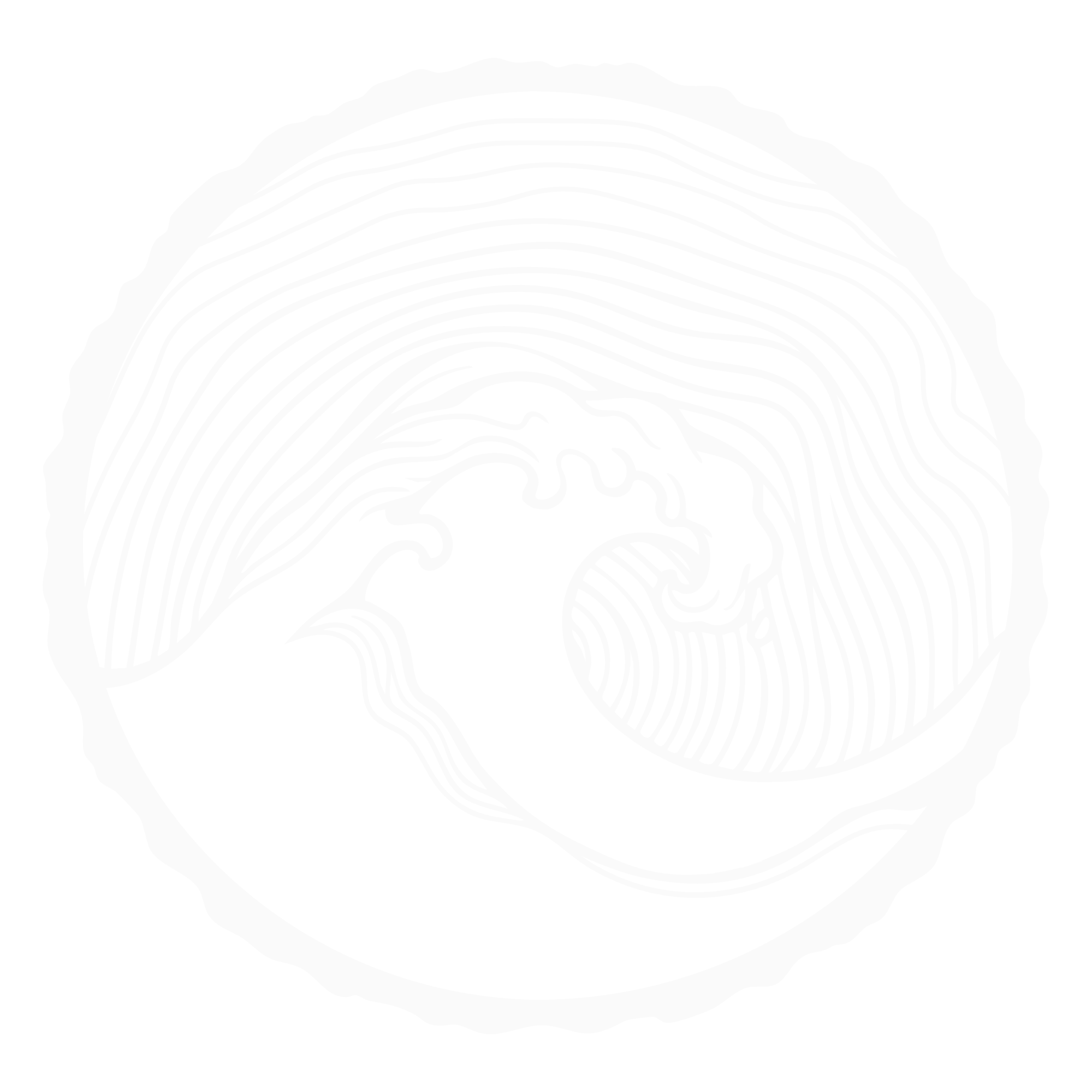 Black and white circular illustration of a stylized ocean wave with multiple lines depicting the wave crest and growth rings of a log cross section.
