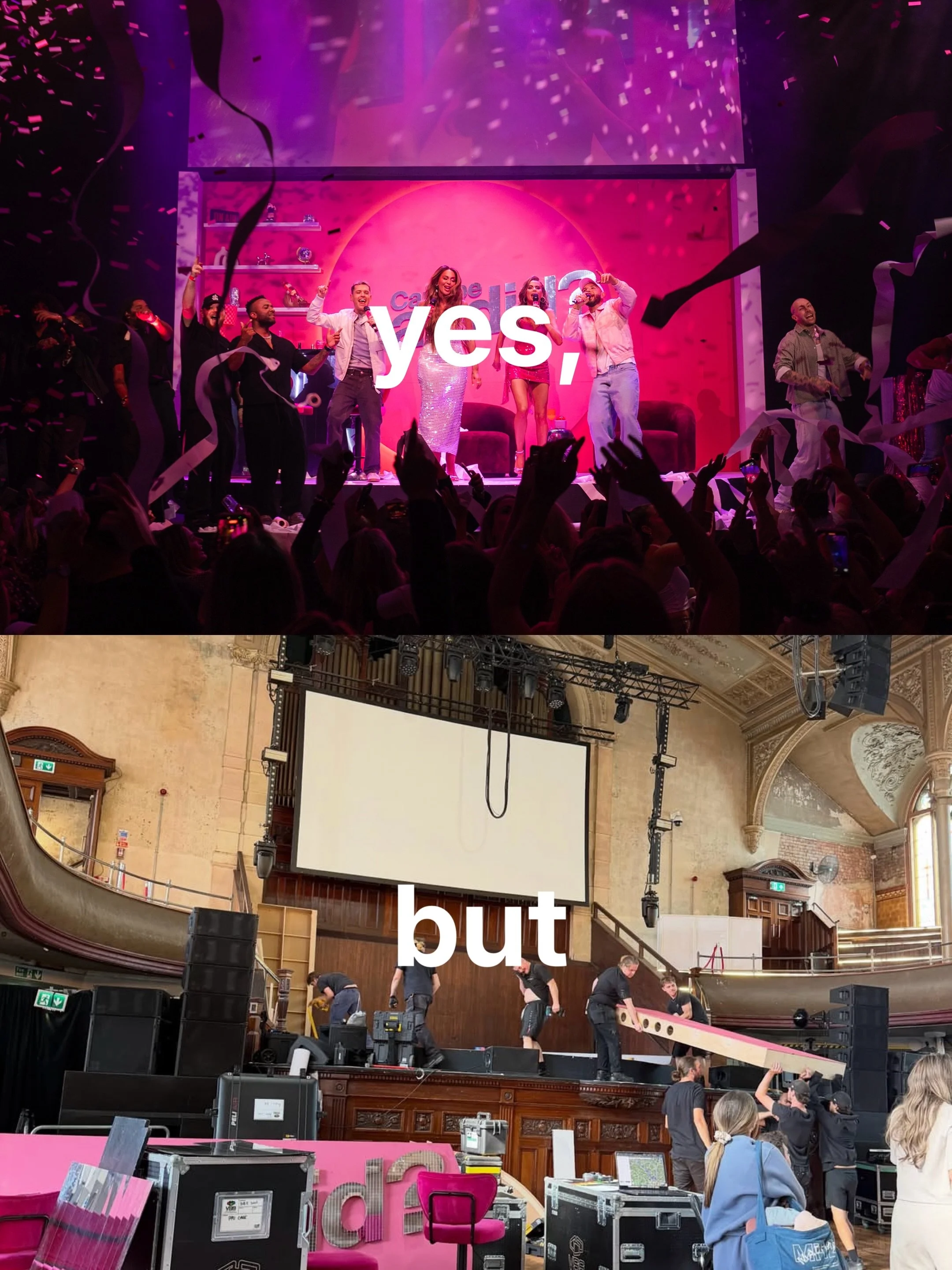 What you see vs. what you don&rsquo;t: A look behind the scenes of @canibecandidpod Live. Set builds, goody bag packing, backstage production meetings and a lot of running around before the doors open.

A huge team effort behind three very special ni