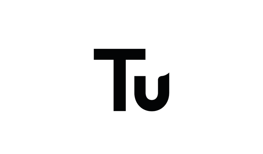 The black letter T and U on a white background.