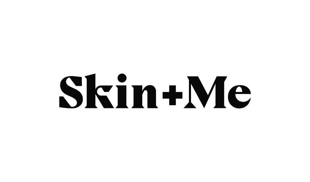 Black logo text reads "Skin + Me" in black.