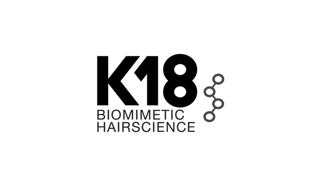 Logo for Biomimetic Hairsience, featuring stylized hair follicles and a molecular structure.