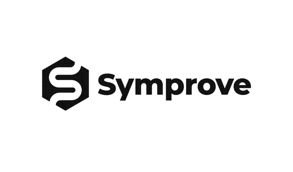 Symprove logo featuring a stylized hexagon with an 'S' inside, accompanied by the text 'Symprove' in black.