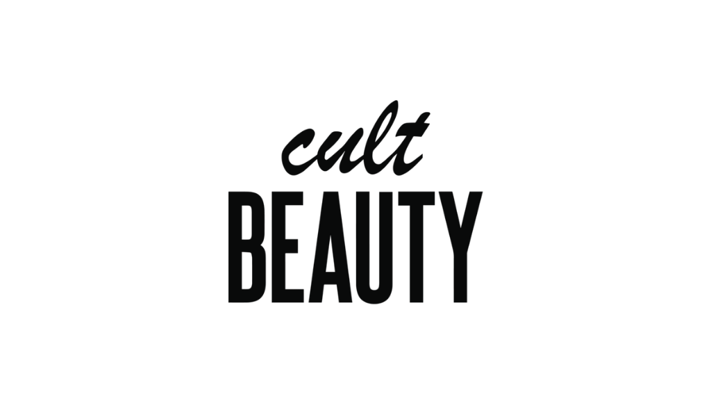 Silhouette of a woman's face with flowing hair, with the words 'cult beauty' overlaid.