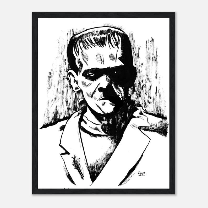 Original Frankenstein's Monster Pen and Ink