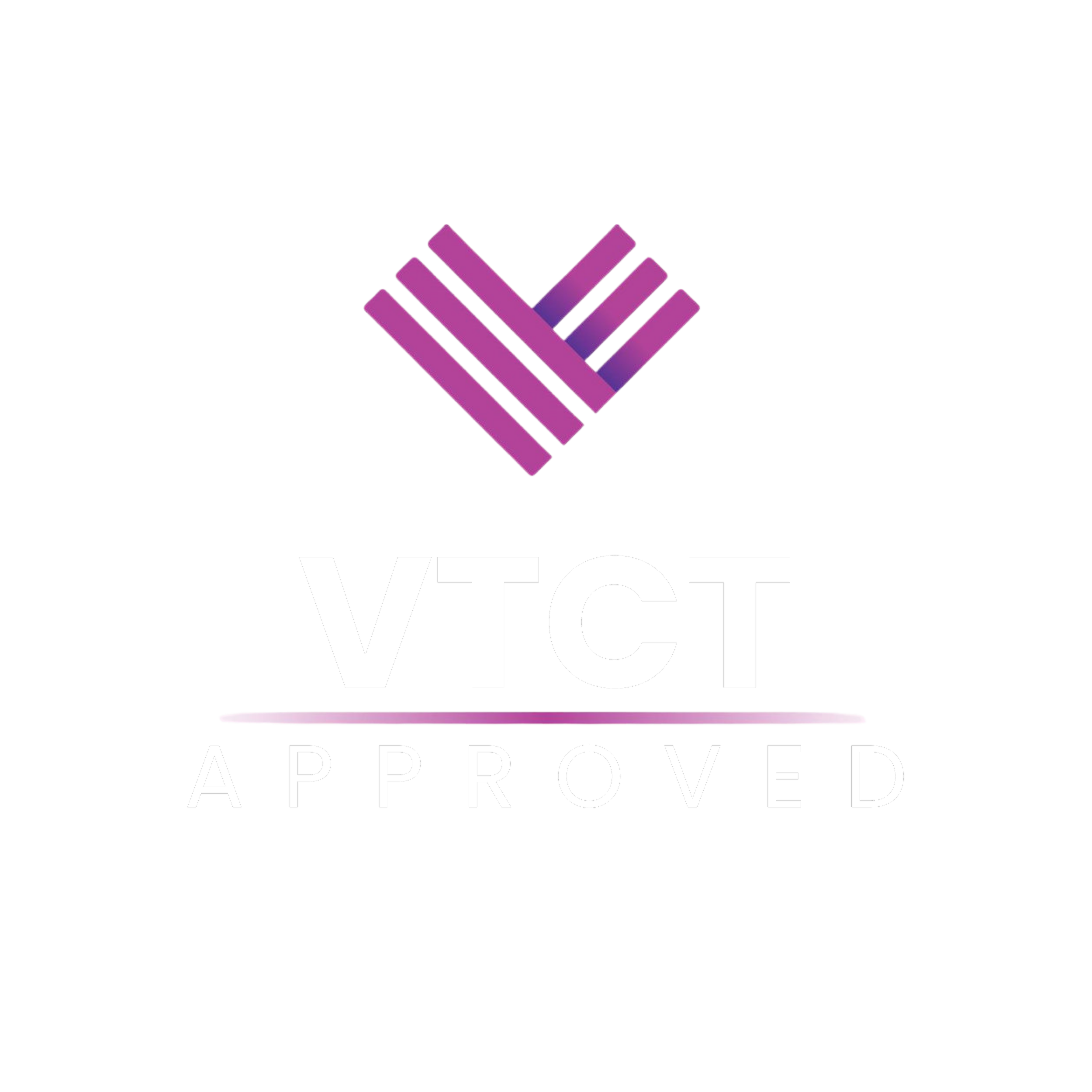 A digital graphic with the words "VET" and "APPROVED" in large white letters on a black background. Above the words, there is a stylized purple and pink geometric design.