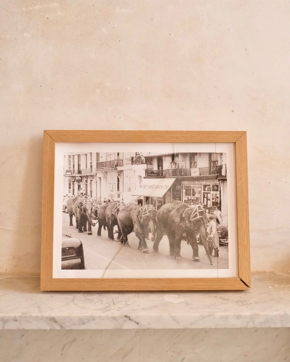 [Treasures from our Trove] Elephant Parade down Marina seafront in Saint Leonard&rsquo;s on Sea, in front of where The Well is now making its way into being (we&rsquo;re the house next to the last house on the right of the photo). 

In the mid-20th c