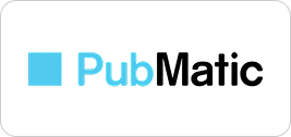 PubMatic logo with a blue square and black text