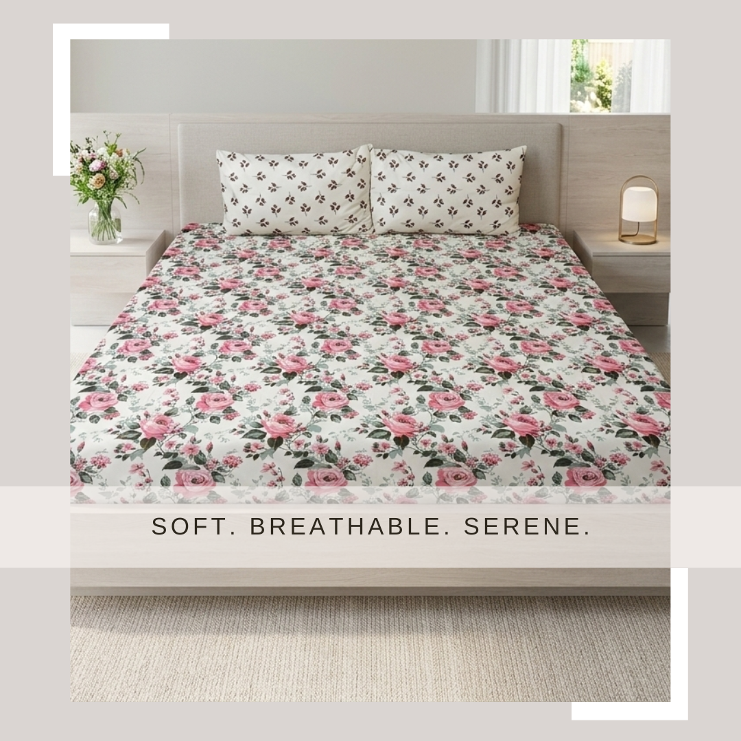 Pink Floral Pattern on White